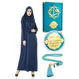 Isme Özel Anneler Günü Hediyesi Namaz Elbisesi Seti Lacivert