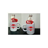 İsme Özel Beyaz Baskılı Kupada Ayıcık ve Kalp Çikolata Beyaz LDŞ0505050606