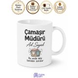 İsme Özel Çamaşır Müdürü Anne Yazılı Komik Kupa Bardak Hediye