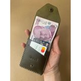 İsme Özel El Yapımı Hakiki Deri Erkek Cüzdanı Kartlık – Minimalist, İnce Tasarım, Çok Kartlı (HAKİ)