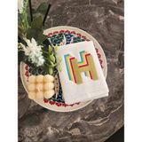Isme Özel Harf Işlemeli Kadife El Havlusu – Modern Renkli Tasarım - 30 x 50 cm - Kahverengi - Yeşil - Beyaz - Hardal