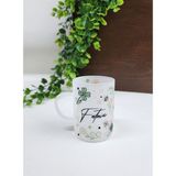 Isme Özel Kişiye Özel Buzlu Cam Yonca Yaprak Çiçek Desenli Çay Bardağı Çay Fincanı - Beyaz - Yeşil - 200 ml