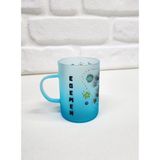 Isme Özel Kişiye Özel Uzay Tasarımlı Buzlu Cam Çay Bardağı Çay Fincanı - Mavi - 200 ml