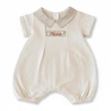 İsme Özel Nakışlı Casual Bebek Elbise - Krem - 6 Ay