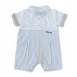 İsme Özel Nakışlı Casual Bebek Elbise - Mavi - 3 Ay