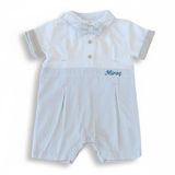 İsme Özel Nakışlı Casual Bebek Elbise - Mavi - 9 Ay