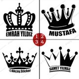 Isme Özel Taç Sticker Isim Sticker Oto Sticker Yazı Araba Sticker