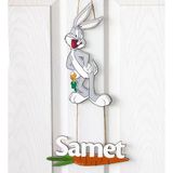 İsme Özel Tavşan Temalı Bebek Odası Ahşap Kapı Süsü