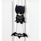 İsme Özel Temalı Bebek Odası Ahşap Kapı Süsü - Batman Temalı