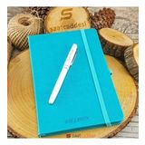 İsme Özel Termo Deri Defter ve Kalem Seti Turkuaz