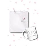 Isme Özel Unisex Tişört ve Kupa Seti Sevgililer Günü Özel Baskılı Set - Beyaz - XL