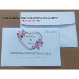 Isminize Özel 60 Adet Düğün Nişan Kına Para Takı Zarfı 10,5 x 16,5 cm Tsımdeg