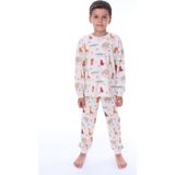 Isob Ekru Hayvanlar Alemi Desenli %100 Pamuk Erkek Çocuk Pijama Takımı 3-8 Yaş 51308-E - 4 - 5 Yaş
