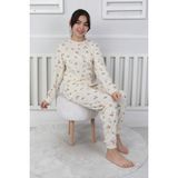 Isob Ekru Meyve Desenli %100 Pamuk Kız Çocuk Pijama Takımı 3-13 Yaş 41407-51210-E - 3 - 4 Yaş