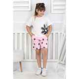 Isob Ekru Pembe Papatya Desenli %100 Pamuk Kız Çocuk Kısa Kollu 2ip Şortlu Takım 3-8 Yaş 33106-P - Karışık - 4 - 5 Yaş