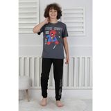 Isob Füme Minec Desenli %100 Pamuk Kısa Kollu Erkek Çocuk Pijama Takımı 8-13 Yaş 41514-F - 8 - 9 Yaş