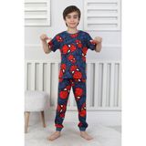 Isob Lacivert Örümcek Adam Desenli %100 Pamuk Kısa Kollu Erkek Çocuk Pijama Takımı 3-8 Yaş 41323-L - 3 - 4 Yaş