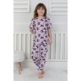 Isob Lila Kuromi Desenli %100 Pamuk Kız Çocuk Kısa Kollu Pijama Takımı 3-8 Yaş 41212-L - 4 - 5 Yaş - Pembe