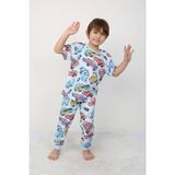 Isob Mavi Araba Desenli %100 Pamuk Erkek Çocuk Kısa Kollu Pijama Takımı 3-8 Yaş 41315-M - 3 - 4 Yaş
