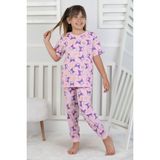 Isob Pembe Kuromi Desenli %100 Pamuk Kız Çocuk Kısa Kollu Pijama Takımı 3-8 Yaş 41219-P - Siyah - 4 - 5 Yaş