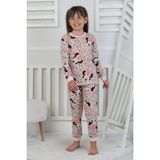 Isob Pembe Minnie Mause Desenli %100 Pamuk Kız Çocuk Pijama Takımı 3-8 Yaş 51208-P - 3 - 4 Yaş