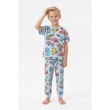 Isobel Cars Baskılı %100 Pamuk Erkek Çocuk Pijama Takımı - Açık Mavi - 4 - 5 Yaş