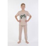Isobel Gamer Baskılı % 100 Pamuk Erkek Çocuk Pijama Takımı - Bej - 9 - 10 Yaş