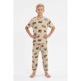 Isobel Isob Bej Otobüs Desenli %100 Pamuk Erkek Çocuk Pijama Takımı 3-12 Yaş 91101-91301 - 7 - 8 Yaş