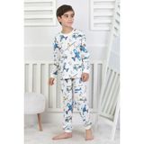 Isobel Isob Ekru Uçak Desenli %100 Pamuk Erkek Çocuk Pijama Takımı 3-13 Yaş 51327-51515 - 5 - 6 Yaş