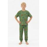 Isobel Isob Iş Makineleri Desenli %100 Pamuk Erkek Çocuk Pijama Takımı 3-12 Yaş 10104-30104 - Yeşil - 3 - 4 Yaş