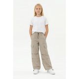 Isobel Isob Unisex Çocuk Kargo Cepli Paraşüt Kumaş Pantolon 8-15 Yaş 7002 - Bej - 8 Yaş