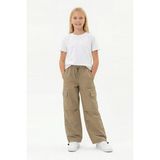 Isobel Isob Unisex Çocuk Kargo Cepli Paraşüt Kumaş Pantolon 8-15 Yaş 7002 - Koyu Bej - 12 Yaş