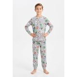 Isobel Yeni Sezon Minecraft Baskılı % 100 Pamuk Erkek Çocuk Pijama Takımı - Gri - 11 - 12 Yaş