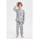 Isobel Yeni Sezon Minecraft Baskılı % 100 Pamuk Erkek Çocuk Pijama Takımı - Gri - 5 - 6 Yaş