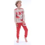 Isobgiv Give Desenli %100 Pamuk Erkek Çocuk Pijama Takımı 3-8 Yaş 24037 - Kiremit