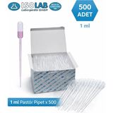 Isolab 1 ML Pastör Pipet - Şeffaf Plastik Damlalık 500 Adet Kutu - Tekil Ürün Almanya Menşeli