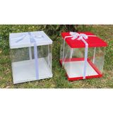 ISP Hediye Beyaz Kırmızı Çeyiz Bohça Kutusu 2"li Takım Seti (30*30*30) - Kırmızı - Beyaz