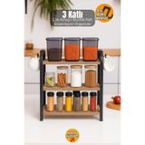 İSPA SHOP Tezgah Üstü 3 Raflı Cordoba Çok Amaçlı Ahşap Organizer Banyo Mutfak Düzenleyici