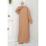 Ispanyol Kol Triko Elbise Camel HM2523 - Standart