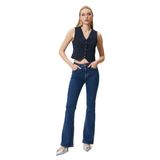 İspanyol Paça Kot Pantolon Dar Kesim Standart Bel Esnek Pamuklu Cepli - Flare Jean