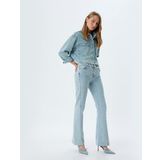 İspanyol Paça Kot Pantolon Düğmeli Normal Bel Slim Fit - Flare Jean