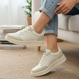Ispartalılar 1011 Hazır Taban Unisex Spor Ayakkabı Bağcıklı Rahat Sneaker - Bej