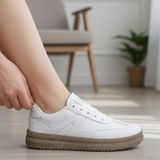 Ispartalılar 510 Hazır Taban Unisex Spor Ayakkabı Bağcıklı Rahat Sneaker Erkek Kadın Spor Ayakkabı - Beyaz