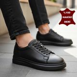 Ispartalılar 76 Tam Ortopedik Taban Hakiki Deri Günlük Erkek Ayakkabı Casual Erkek Ayakkabı Sneakers - Siyah