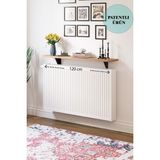 Ispır - Dresuar Montaj Gerektirmeyen 120X18 cm Mdf Oval Kesim Petek Üstü Uçan Raf Kitaplık - Atlantik Çam
