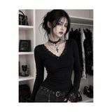İsra Ayyıldız Moonstar Collection siyah gothic dantel yakalı tam boy bluz
