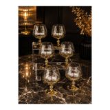 isra kristal 6’lı Gold Ayaklı Kahve Yanı Su Bardağı Seti Lüks Cam Bardak -Titanyum Kaplama Kahve Yanı Bardağı - 250 ml