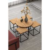 İşsevenler Orta Sehpa Ve Zigon Sehpa Oval Lüx 5'Li Set Atlantik Çam