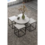 İşsevenler Orta Sehpa Ve Zigon Sehpa Oval Lüx 5'Li Set Beyaz