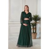 Işşıl A0024-Sim Puanlı Tül Maxi Hamile Abiye-Babyshower Elbise